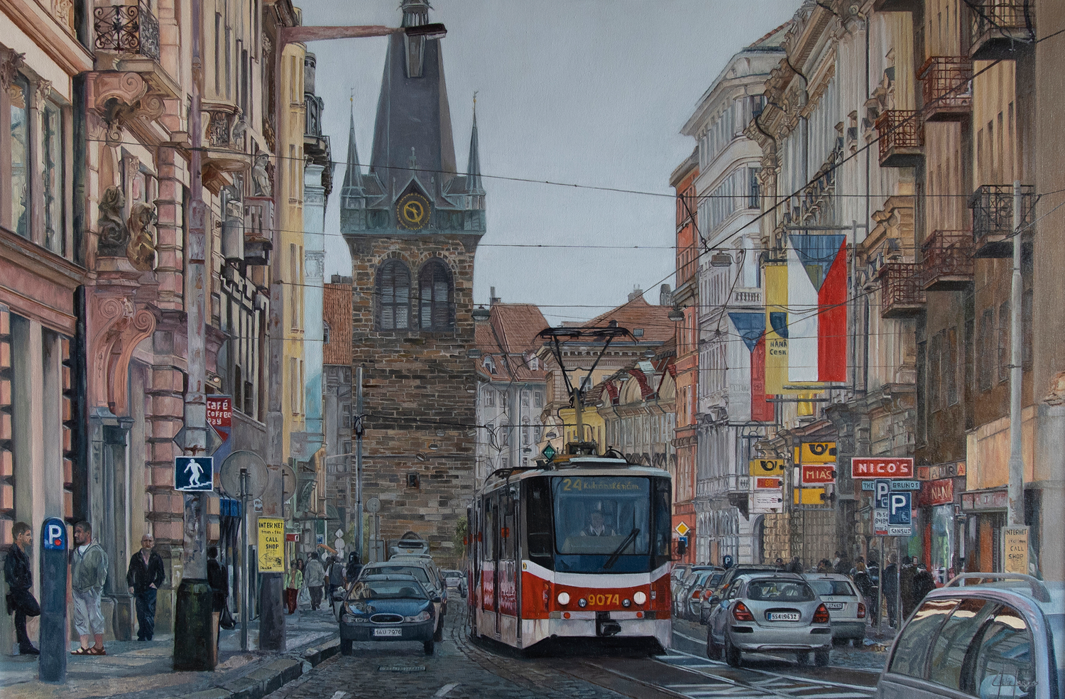 city of prague, oil on canvas painting, julio vargas the artist